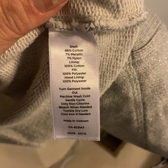 Cute silver sparkly zip down hoodie - Picture 7 of 7